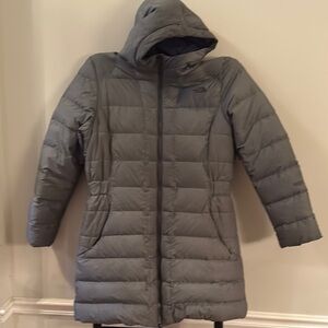 Gray Long Puffer Coat Quilted
